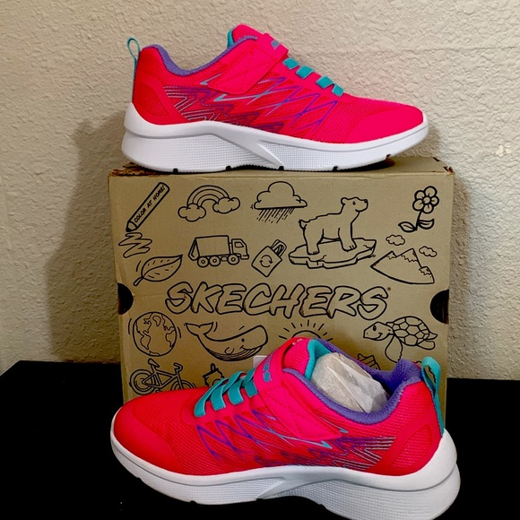 Skechers Girls Microspec Bold Delight Pink Running - Picture 3 of 8